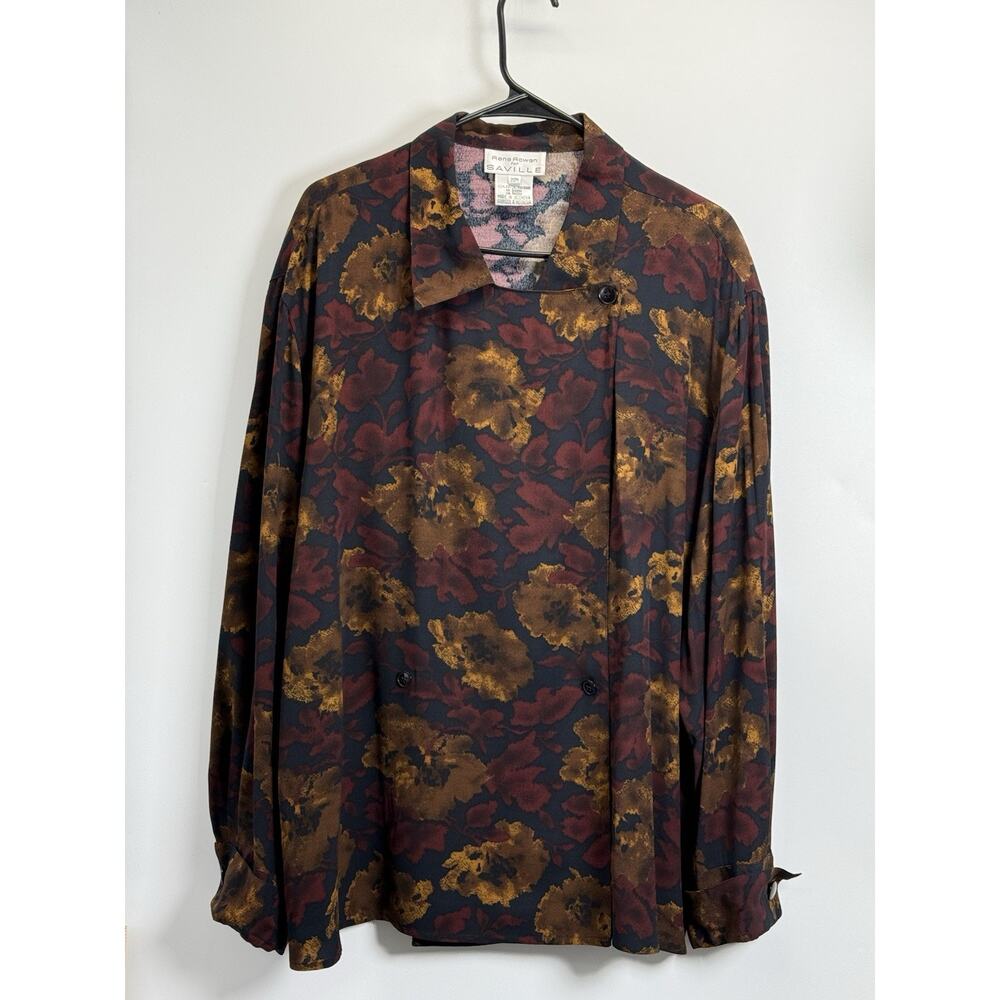 Rena Rowan for Saville Women’s 20W Blouse Floral Vintage Style Rayon Button